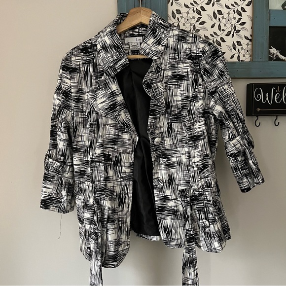 black and white pattern fashion blazer - Picture 4 of 9